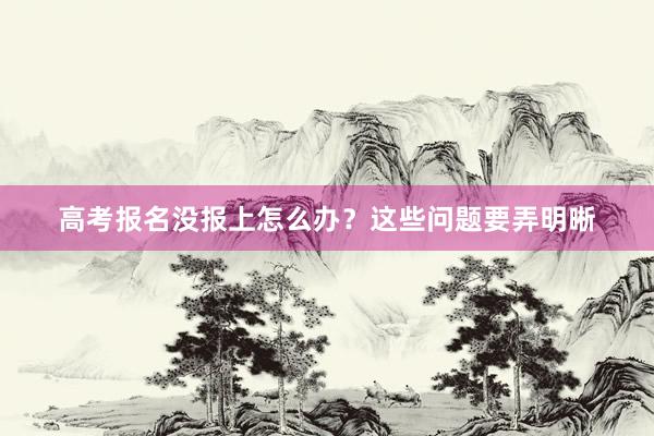 高考报名没报上怎么办？这些问题要弄明晰
