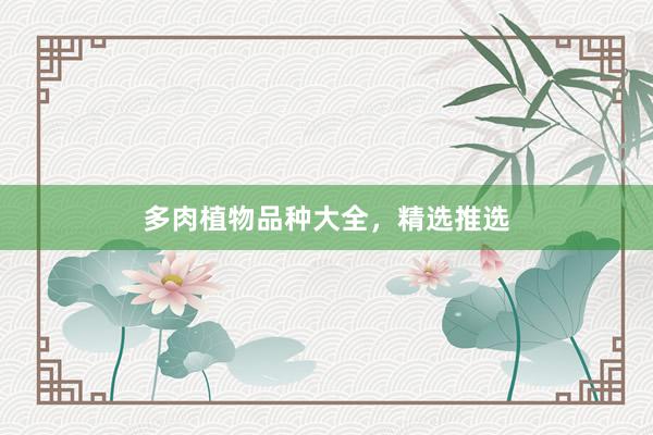 多肉植物品种大全，精选推选